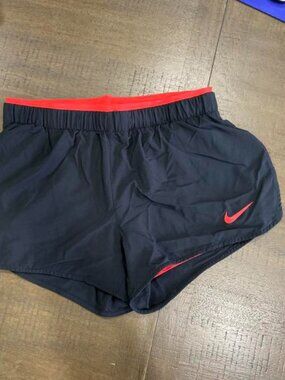 NIKE Women's black running dri-fit sports shorts with red accents Size S